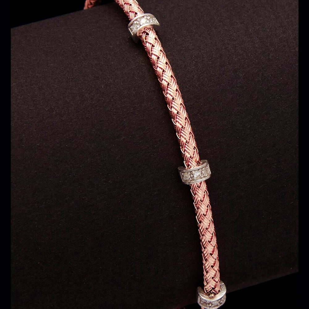 Meshmerise 18K Rose Gold 0.1 ct. tw. Diamond Bangle Bracelet